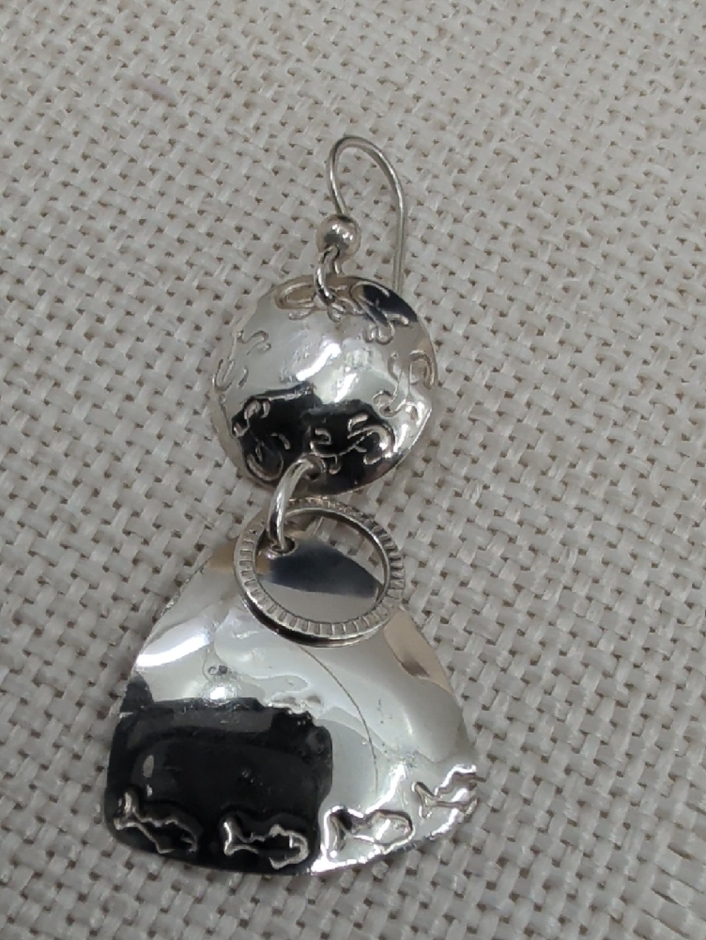 Sterling Silver 925 Fish Drop Earrings Florida Keys Artisan BJH Vintage 1990s - Picture 11 of 17